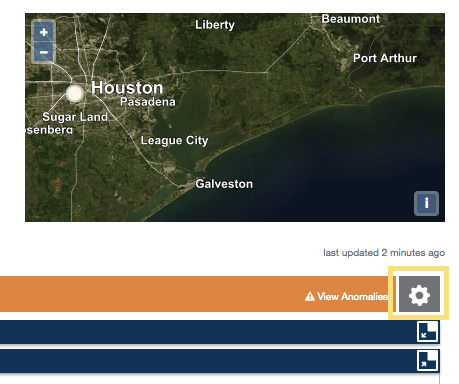 Statistics page gear icon location